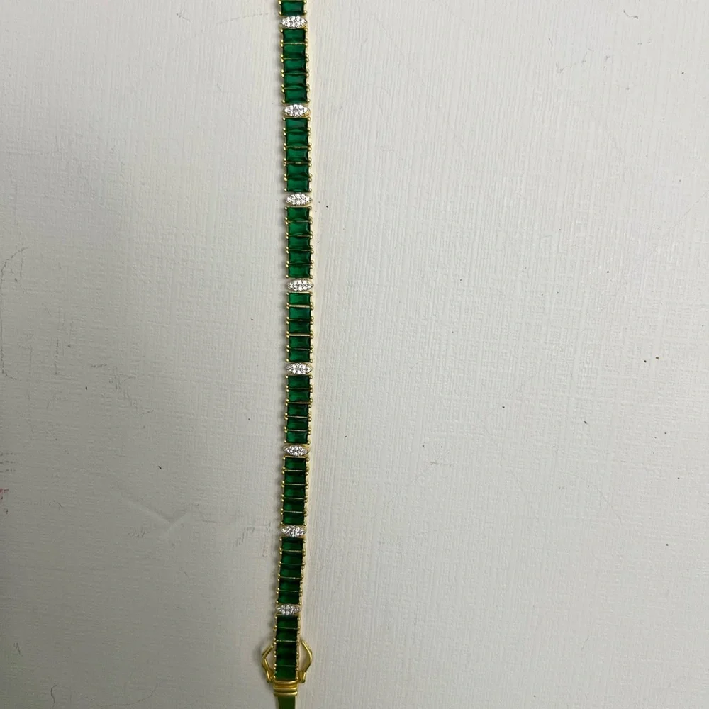 Midnight Collection 14K Gold Plated 925 Twilight Marquis Station Tennis Bracelet - Picture 4 of 7